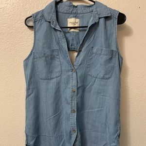American eagle blue Jean collared tank top